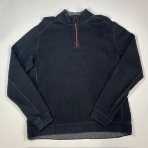 Tommy‎ Bahama Quarter Zip Pullover Long Sleeve Casual Black Sweater Large